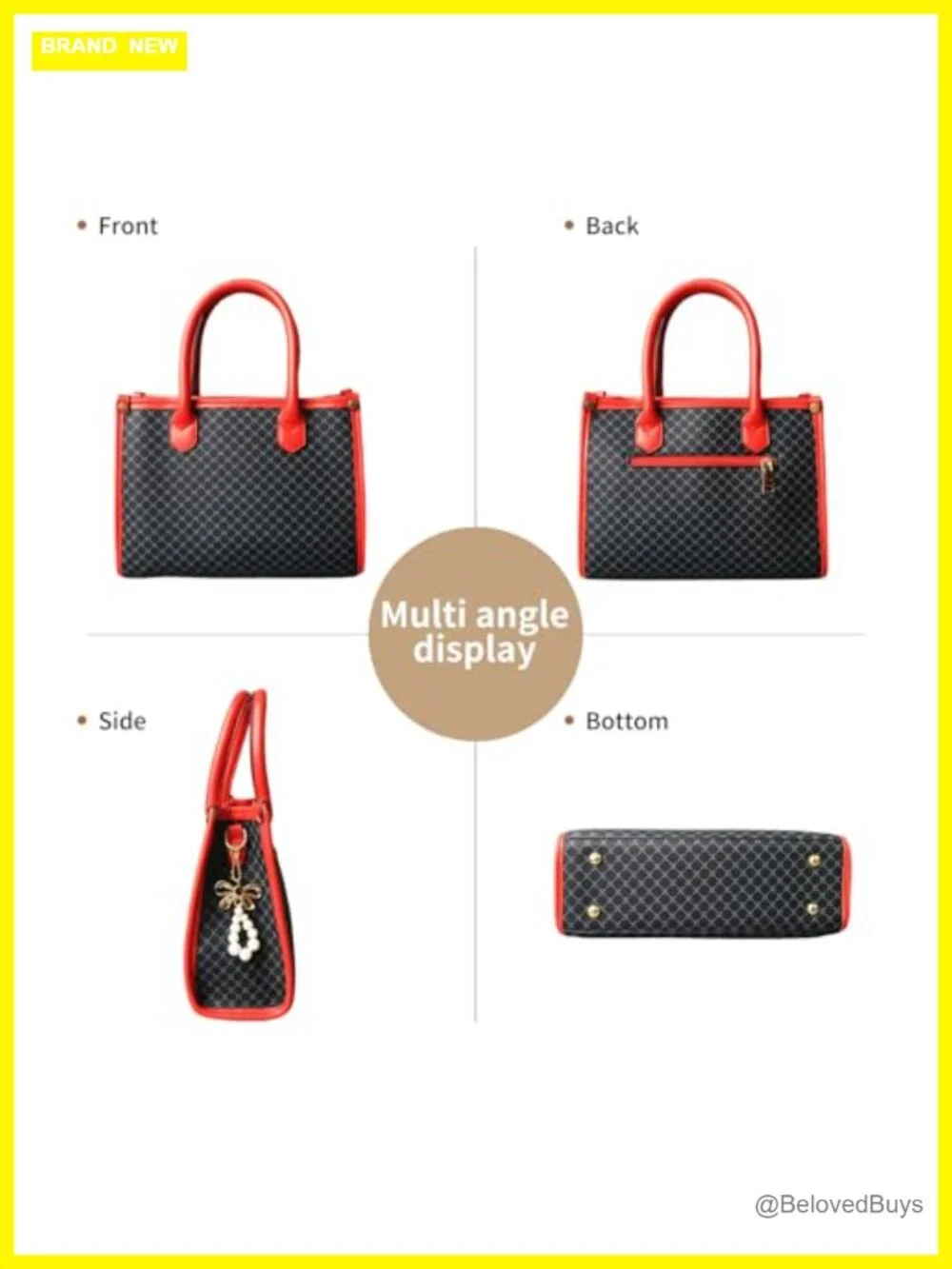 3-Piece PU Leather Handbag Set with Wallet, Top Handle Satchel Crossbody Tote